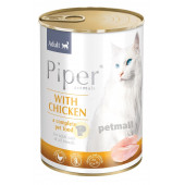 Пълноценна консервирана храна за котки Piper® Cat Chicken БЕЗ ЗЪРНО, с 65% пилешко месо, 400 гр.